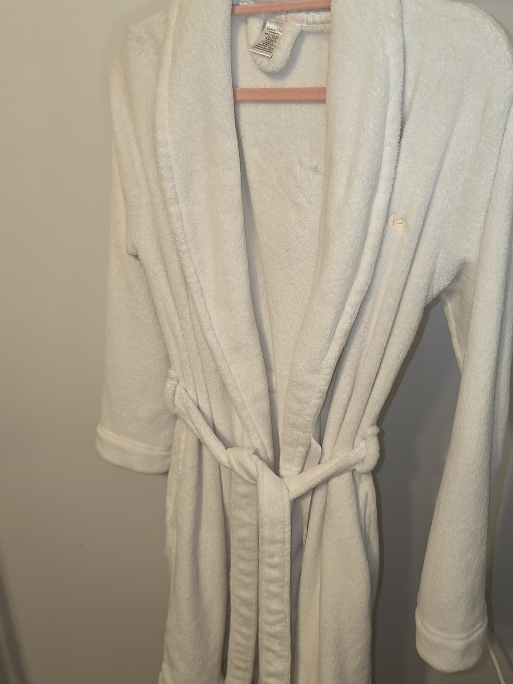 Calvin Klein White Terry Shawl-Collar Robe
